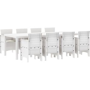 vidaXL - Eetset - Lichtgrijs - UV-bestendig Poly Rattan - 9 Stuks