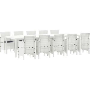 vidaXL - Eetset - Wit - Poly Rattan en Aluminium - 11 Stuks