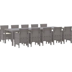 vidaXL Tuinset - Lichtgrijs - Poly Rattan - 10-Persoons