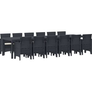 vidaXL - Eetset - Antraciet - Poly Rattan - 13 Stuks
