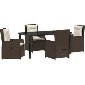 vidaXL Tuin Eetset 5 pcs Bruin poly rattan