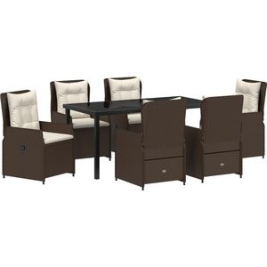 vidaXL Tuin Eetset - Bruin - Poly Rattan - 7-Persoons