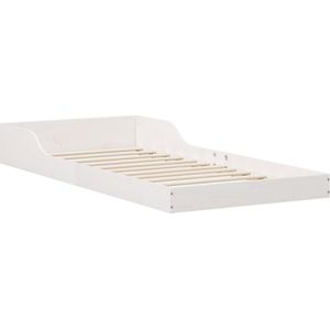 vidaXL - Bedframe - Wit - Massief Grenenhout