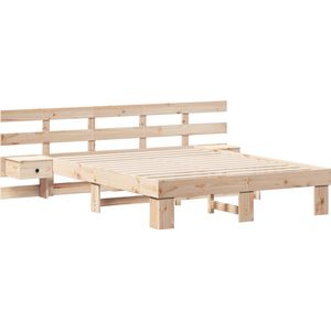 vidaXL - Bedframe - Bruin - Massief Grenenhout - Inclusief Nachttafels