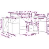 vidaXL Bureau - Grijs - Bewerkt Hout - Met Lade en Opslag