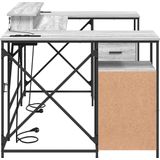 vidaXL Bureau - Grijs - Bewerkt Hout - Met Lade en Opslag