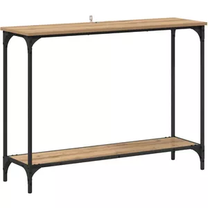 Relaxdays Sidetable 3 Etages - Zwarte Metalen En Glazen Wandtafel 73x100x30 Cm
