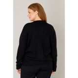 Base Level - Curvy Cardigan Yulia - Zwart - Met Wol en Knoopsluiting