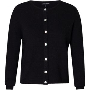 Base Level - Curvy Cardigan Yulia - Zwart - Met Wol en Knoopsluiting