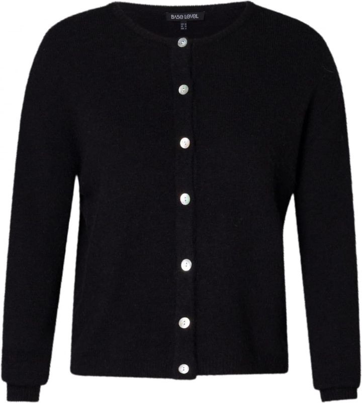 Base Level - Curvy Cardigan Yulia - Zwart - Met Wol en Knoopsluiting