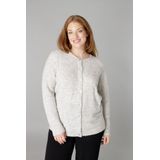 Base Level - Curvy Cardigan Yulia - Grijs Melange - Met Wol en Knoopsluiting