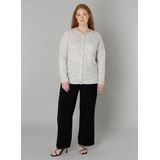 Base Level - Curvy Cardigan Yulia - Grijs Melange - Met Wol en Knoopsluiting