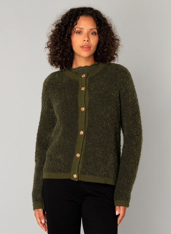 Yest - Gebreid Vest - Donkergroen - Met Wol