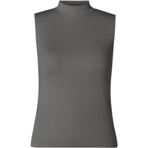 Base Level - Top - Grijs - Ribgebreid - Mouwloos