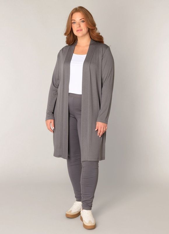 Base Level Curvy - Lang Vest - Grijs - Fijn Gebreid