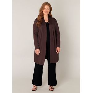 BASE LEVEL - Ayla Long Vest - Bruin - Fijngebreid