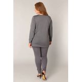 Base Level - Curvy - Gebreide Trui - Donkergrijs - Met V-hals