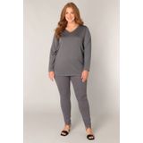 Base Level - Curvy - Gebreide Trui - Donkergrijs - Met V-hals