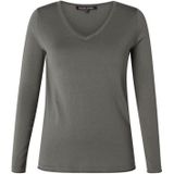 Base Level - Curvy - Gebreide Trui - Donkergrijs - Met V-hals