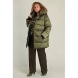 Yest Curve - Gewatteerde Jas - Olijfgroen - Met Capuchon - Geschikt Voor Winter