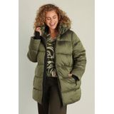 Yest Curve - Gewatteerde Jas - Olijfgroen - Met Capuchon - Geschikt Voor Winter