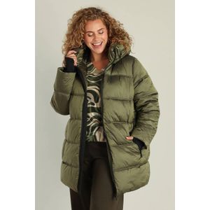 Yest Curve - Gewatteerde Jas - Olijfgroen - Met Capuchon - Geschikt Voor Winter