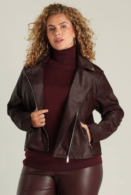 Yest Curve - Imitatieleren Bikerjack - Donkerrood