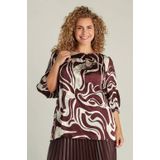 Yest Curve - Top - Donkerrood - Driekwartmouwen - Ronde Hals