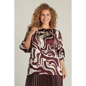 Yest Curve - Top - Donkerrood - Driekwartmouwen - Ronde Hals