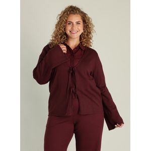 Yest Curve - Cardigan - Donkerrood - V-hals - Lange Mouwen