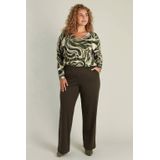 Yest - Curve Wide Leg High Waist Broek - Donkergroen