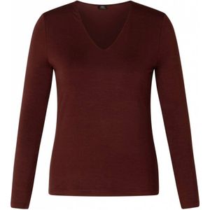 Yest Curve - Top - Donkerrood - Lange Mouwen - V-hals