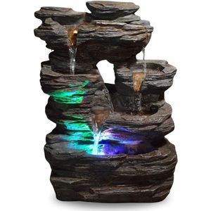 Indoor Fonteinen Indoor Desktop Fontein Waterval Zen Meditatie Indoor Waterval Functie met Automatische Pomp Kunstbomen en Verlichte Waterval for Thuis Kantoor Slaapkamer Bureau Decoratie Tafelblad Fo