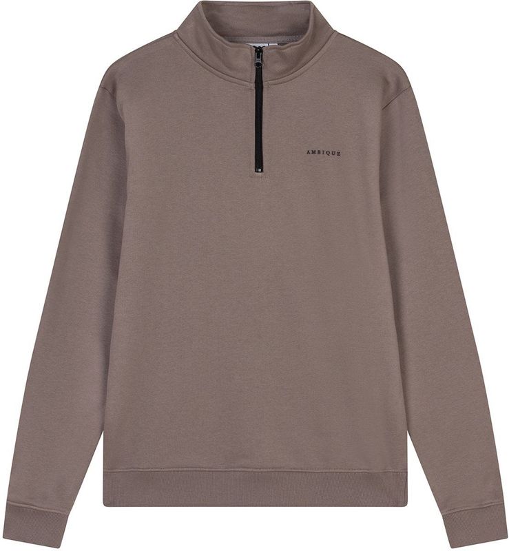 Ambique - Sweater - Taupe - Lange Mouw - Opstaande Kraag