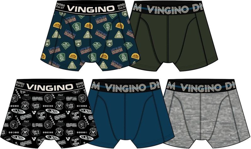 Vingino - Boxershorts - Zwart/Multi-color - Set van 5