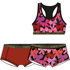 Vingino - Bh-top - Rood/Roze - Set met 2 Shorts - Stretchkatoen