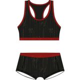 Vingino - Bh-top en Short - Zwart/Rood - Meisjes Set - Stretchkatoen