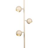 Beige Vloerlamp - Retro - Drie Bollen - Gouden Binnenkant - Dimbaar