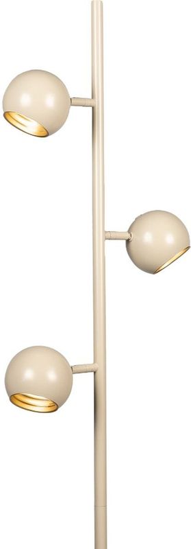 Beige Vloerlamp - Retro - Drie Bollen - Gouden Binnenkant - Dimbaar