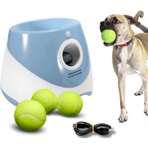 Galatée Interactieve automatische balwerper voor honden, 6 mini-tennisballen (blauw