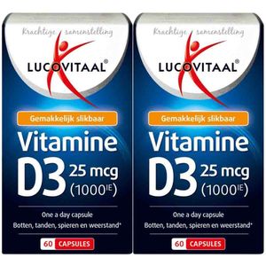 Lucovitaal - Vitamine D3 - 25mcg - 2 x 60 Capsules - Voordeelverpakking