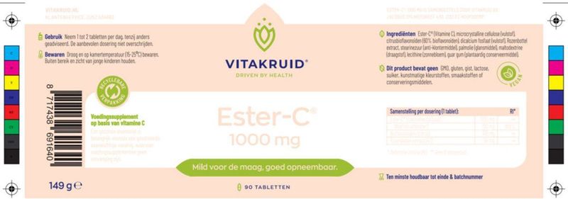 Vitakruid - Ester C - Vitamine C - 1000 mg - 90 Tabletten