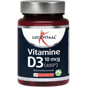 Lucovitaal - D3 10 mcg - Vitamine - Vegan Kauwtabletten - Voordeelverpakking - 2 x 60 kauwtabletten