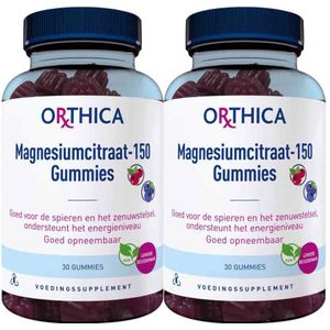 Orthica - Magnesiumcitraat-150 - Gummies - 2x30 gummies - Bessensmaak