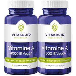 Vitakruid - Vitamine A - 4000 IE - Vegan - 2 x 100 Capsules - Voordeelverpakking