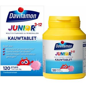 Davitamon Junior 3+ Kauwvitamines - Framboos - 120 Kauwtabletten