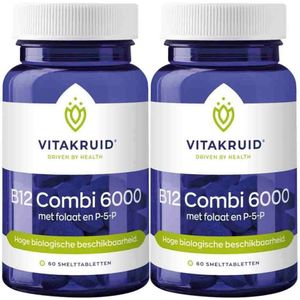 Vitakruid - B12 Combi 6000 - 2x 60 Tabletten - Voedingssupplement - Met Folaat