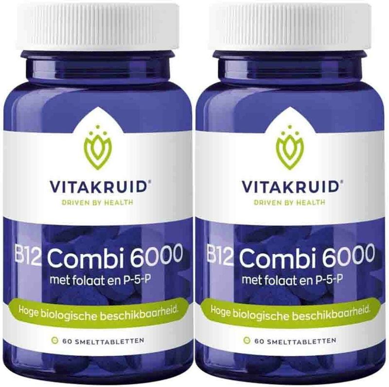 Vitakruid - B12 Combi 6000 - 2x 60 Tabletten - Voedingssupplement - Met Folaat