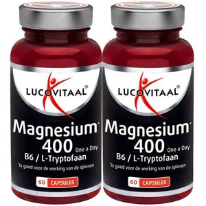 Lucovitaal - Magnesium 400 - Dierensupplement - 60 Capsules - Met Vitamine B6 en L-Tryptofaan