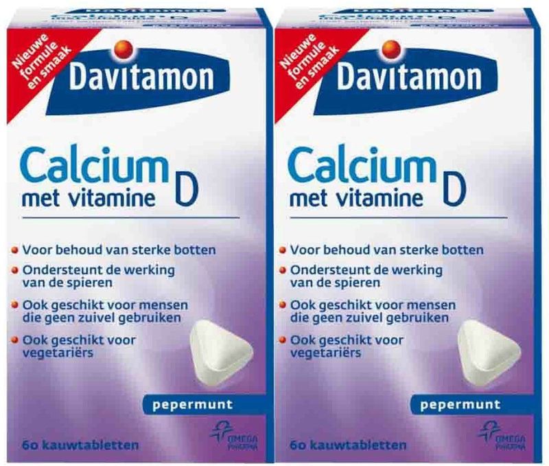 Davitamon - Calcium Vitamine D3 - Pepermunt - 60 Kauwtabletten